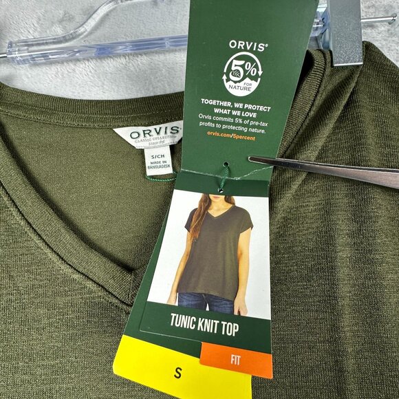 Orvis Knit Shirt Tunic T Shirt Top V Neck Short Sleeve Womens Green Size Small - Picture 7 of 12